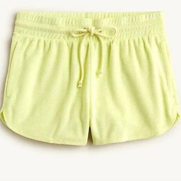J. Crew Yellow Towel Terry Soft Shorts & Hoddie Sz L - Picture 3 of 5